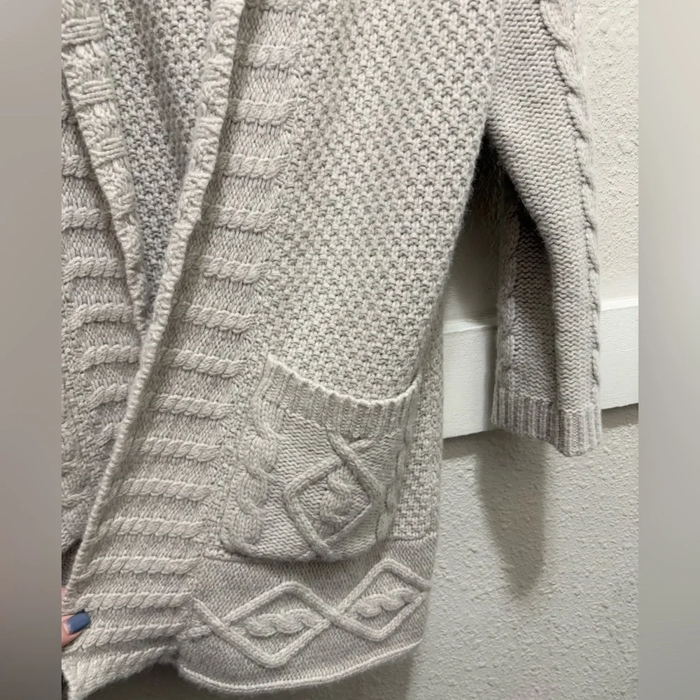 Max Studio Alpaca Blend Knit Long Cardigan Sweater Light Grey Size Large